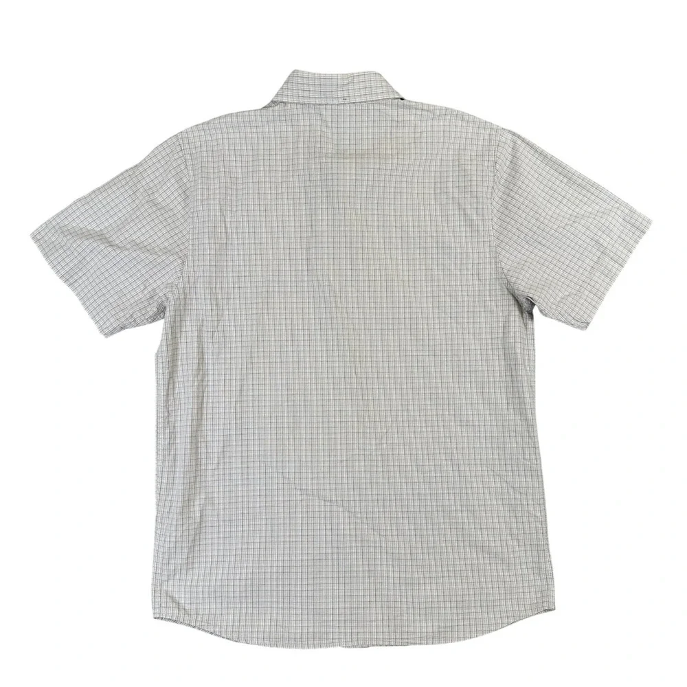 The North Face Mens Grey White Micro Grid Cotton Short Sleeve Button Down M
